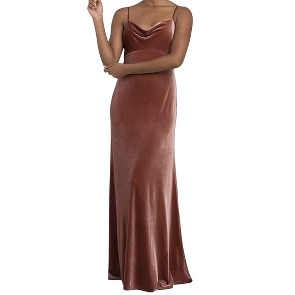 JENNY YOO COLLECTION Dresses & Skirts - Jenny Yoo Collection Women Copper Velvet Cowl Neck Slip New Years Gown Dress 8
